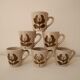 Set of 6 stoneware coffee cups, flower motif