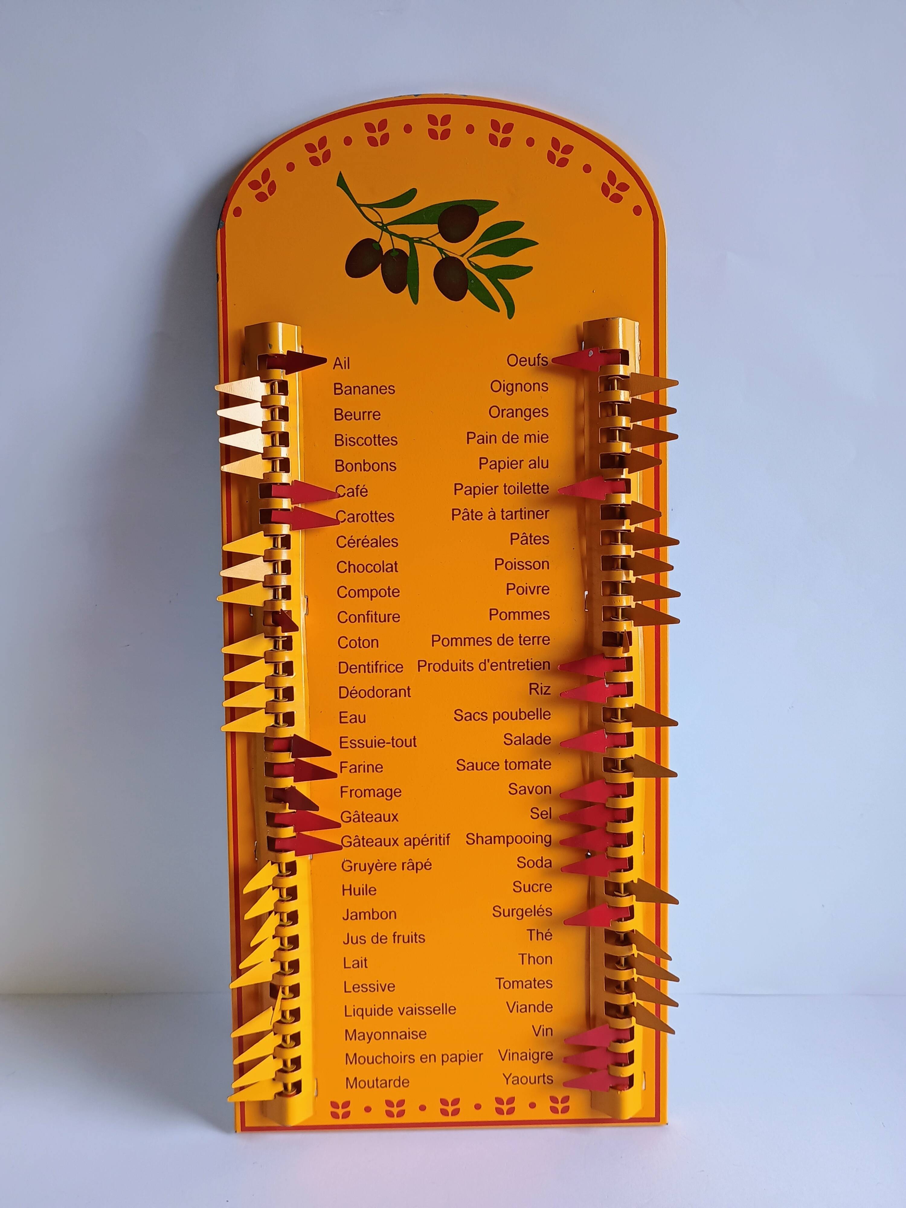 Vintage Provençal sheet metal commission list organizer
