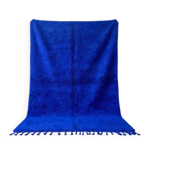 Beni Ouraine rug in natural wool, majorelle blue, size 1.4/2.6 m.
