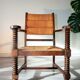 Armchair in oak and rush, brutalist style, designed by Charles Dudouyt, 1940s