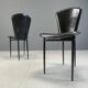 Lot de 6 chaises de salle à manger postmodernes en cuir italien, années 1980