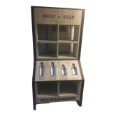 Store display for whisky and rum in metal and melamine
