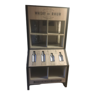 Store display for whisky and rum in metal and melamine