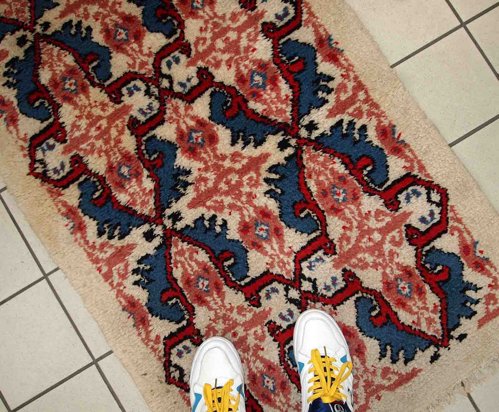 Moroccan vintage carpet Berber handmade 80cm x 165cm 1970s, 1C713