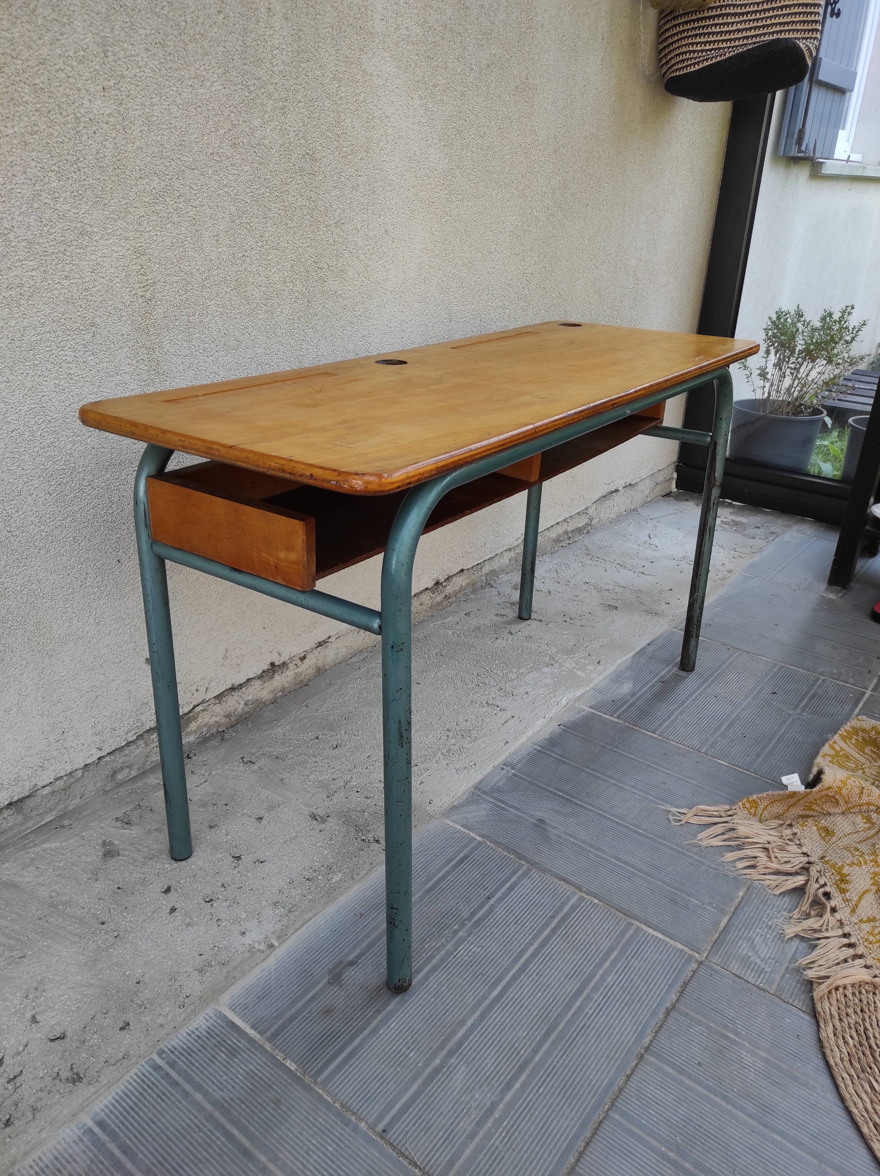 Hitler style 1960 double school desk with locker