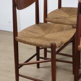 Set of 4 Scandinavian chairs by Peter Hvidt – teak & cord – 1960s