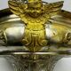 Ancient sanctuary lamp, silver-plated brass, winged angel, 130 cm.