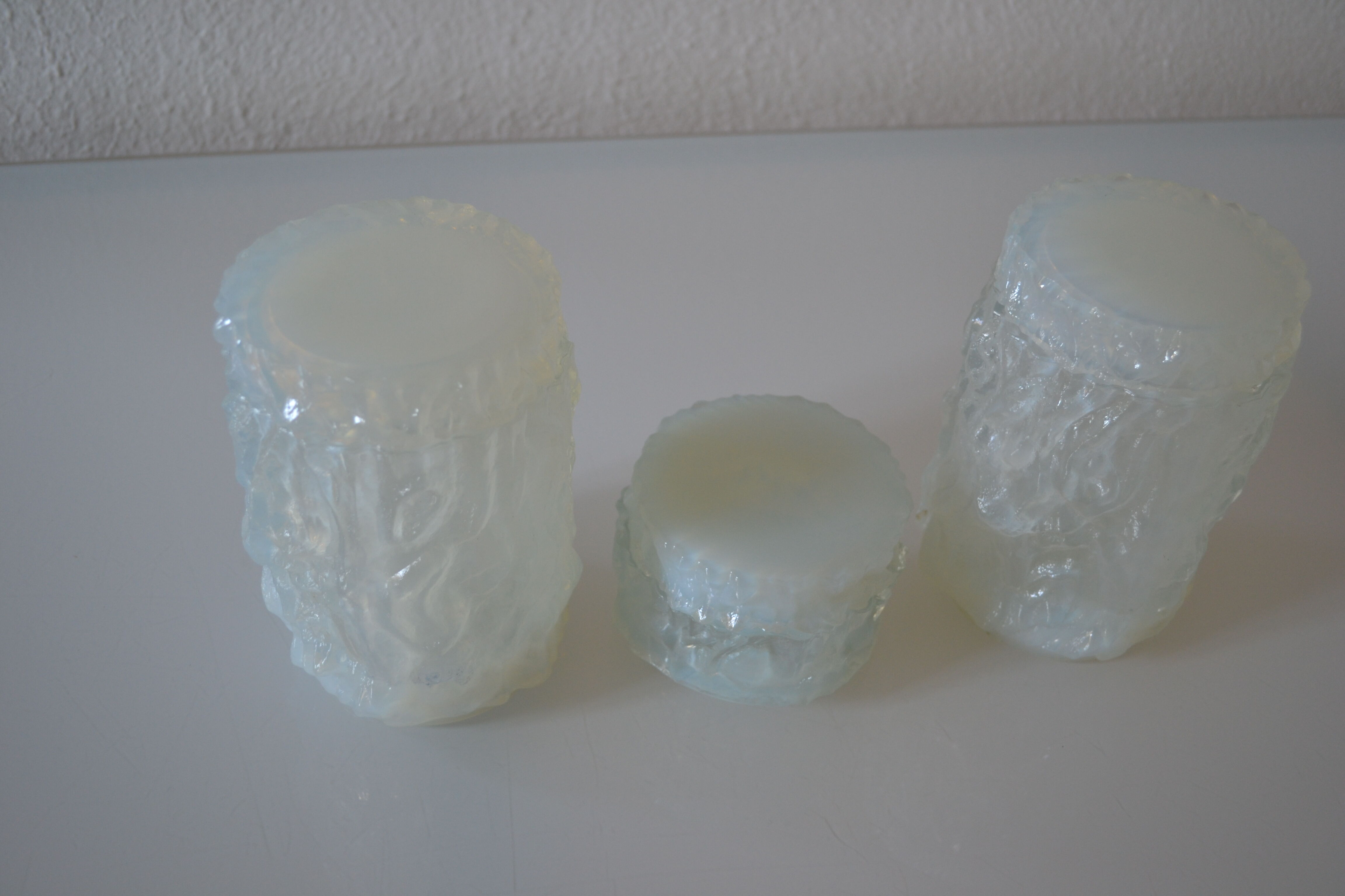 3 opalescent glass jars 60's geoffrey baxter