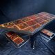 Table signed "La Roue/Vallauris", metal/ceramic, 1970s.