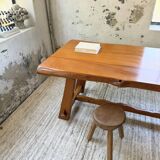 Aranjou farmhouse table in blond elm, 1950s