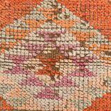 3x11 Runner Coral Red Vintage Runner Rug, Wool Corridor Rug, 94x329Cm