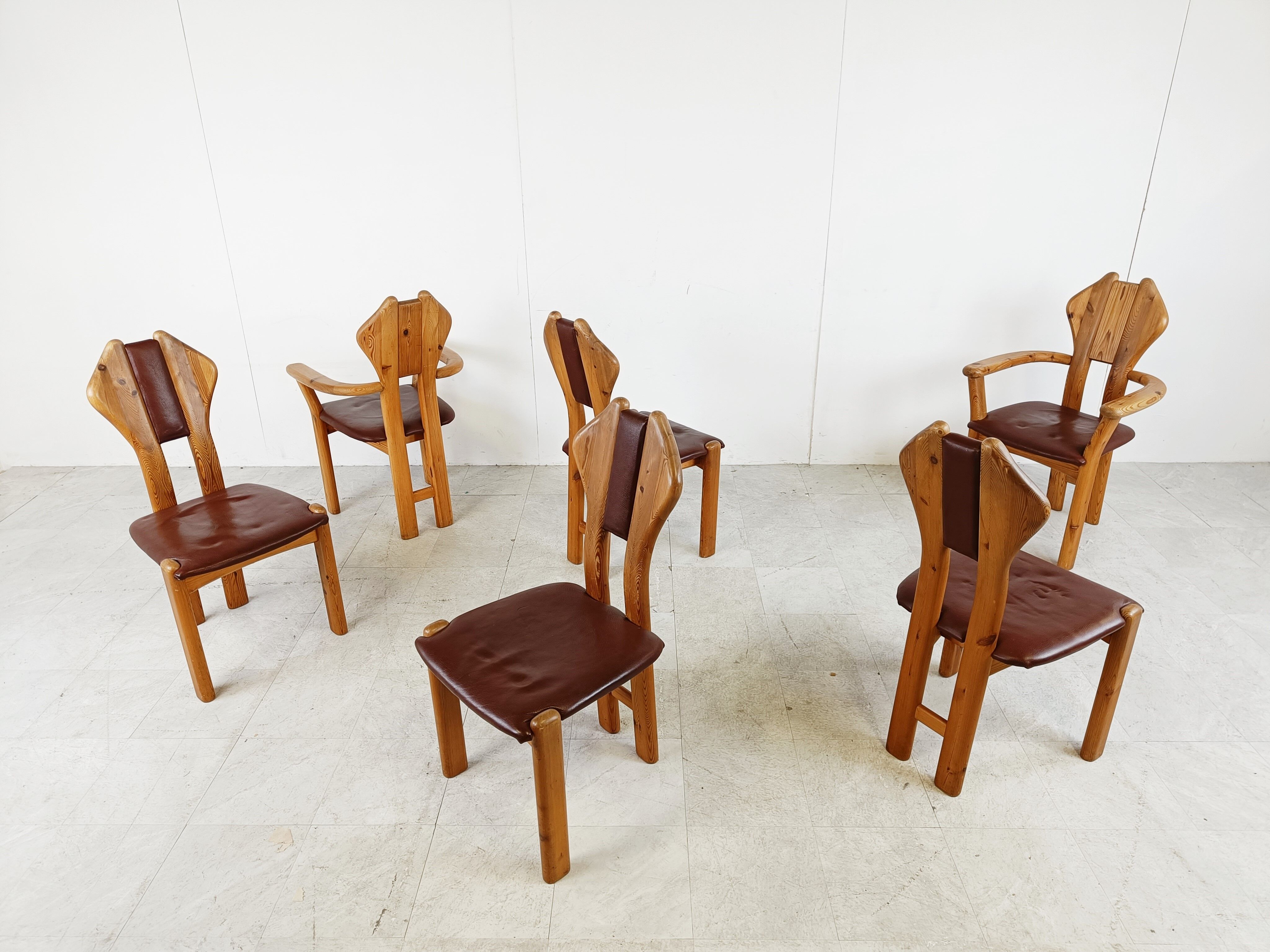 Chaises de salle à manger vintage en bois de pin - années 1970