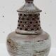 Vintage lamp foot in openwork ceramic email brown gray signed