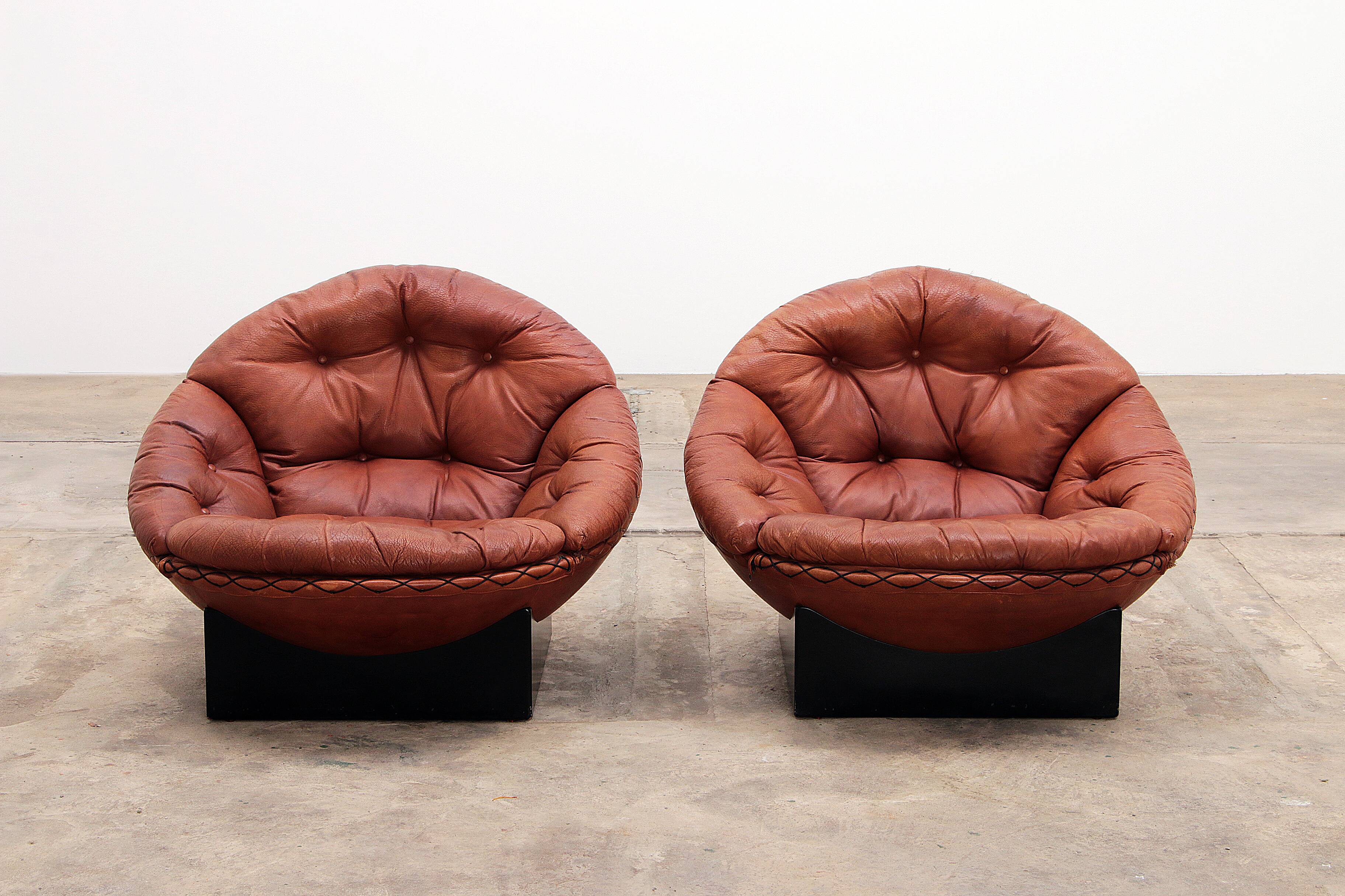 Lounge Set in Cognac color by Illum Wikkelsø for Ryesberg Møbler, 1970