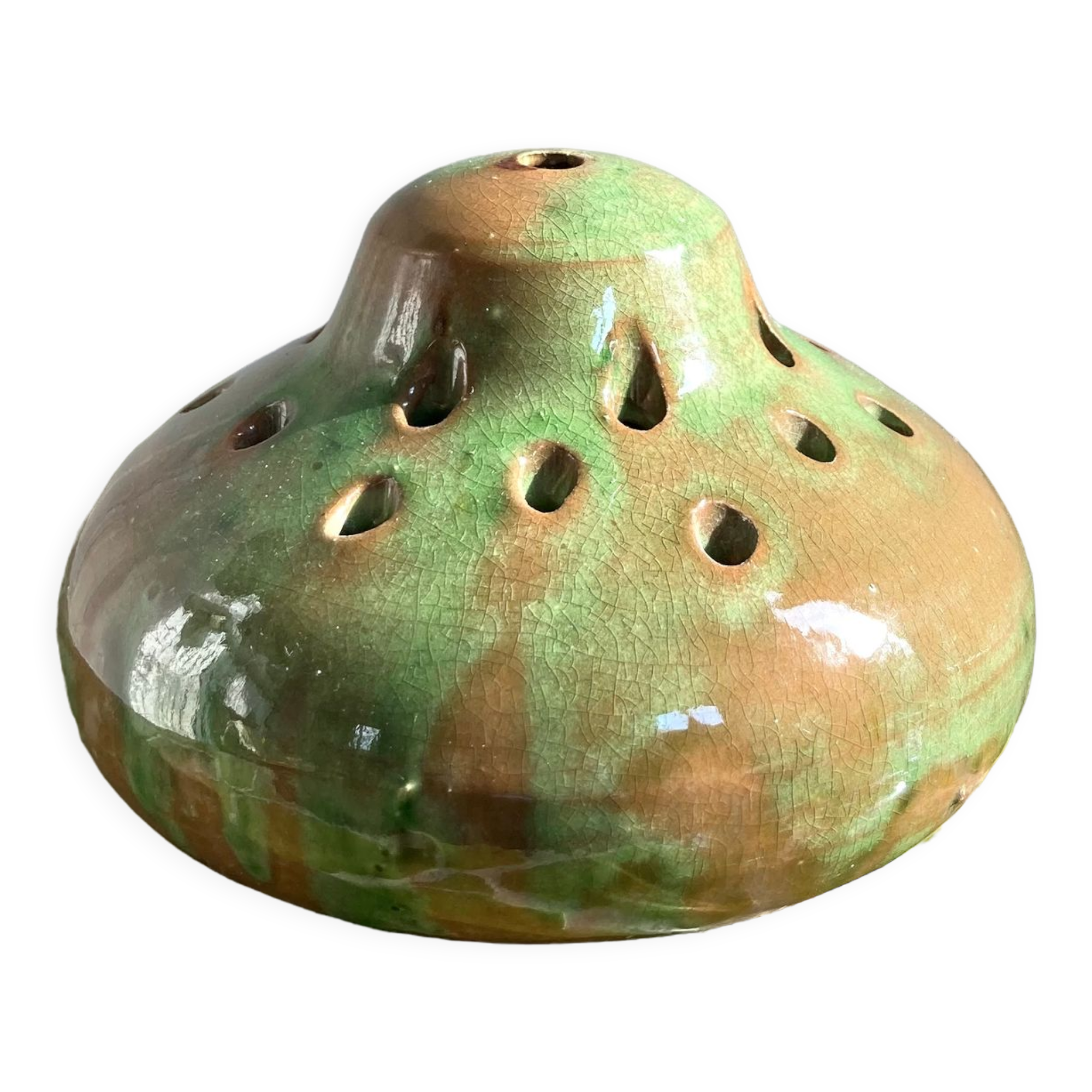 Vase pique flowers cracked ceramic