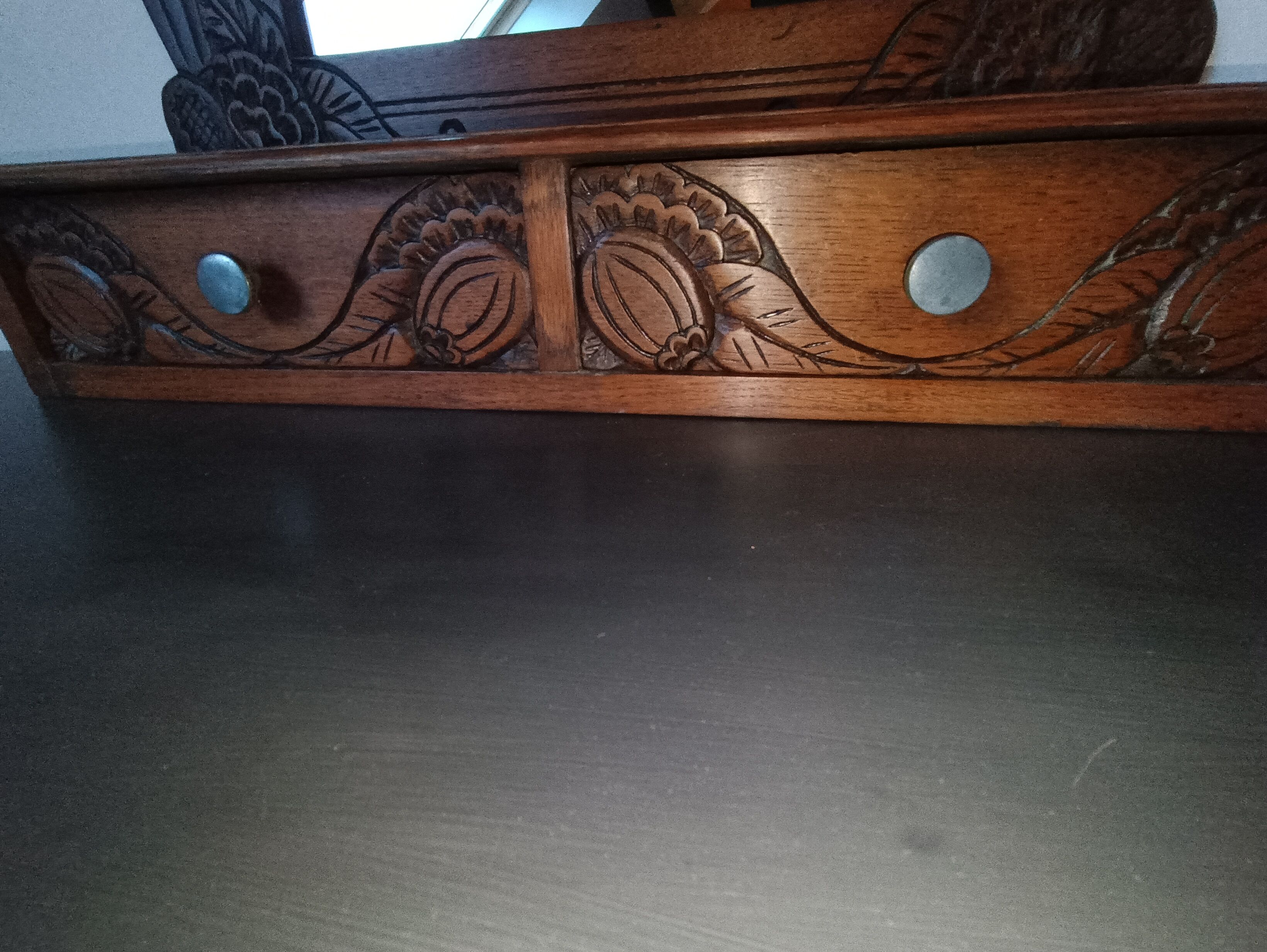 Mirror with 2 drawers solid oak. 50s