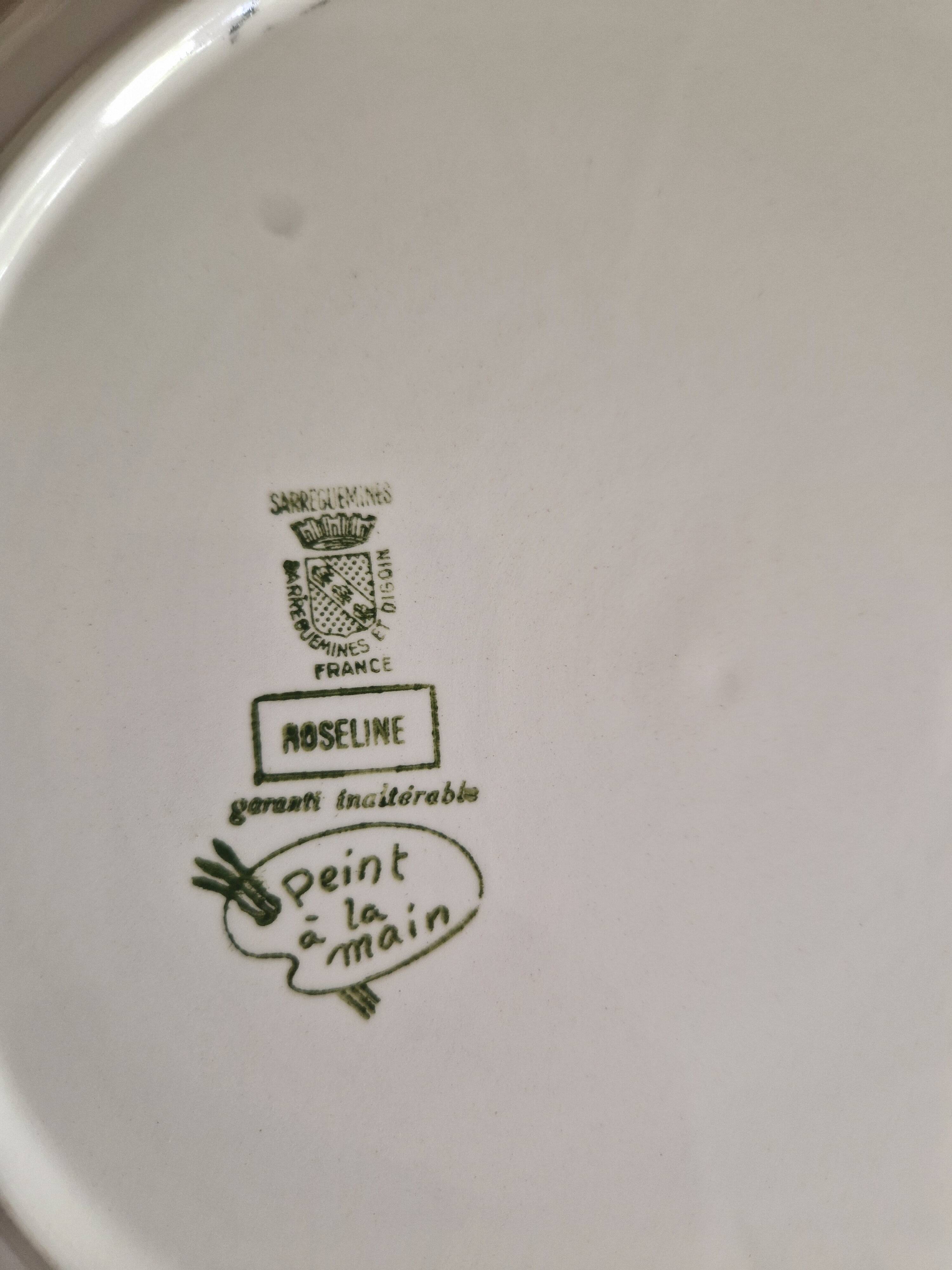 Set of 10 Flat Plates Sarreguemines Model Roseline