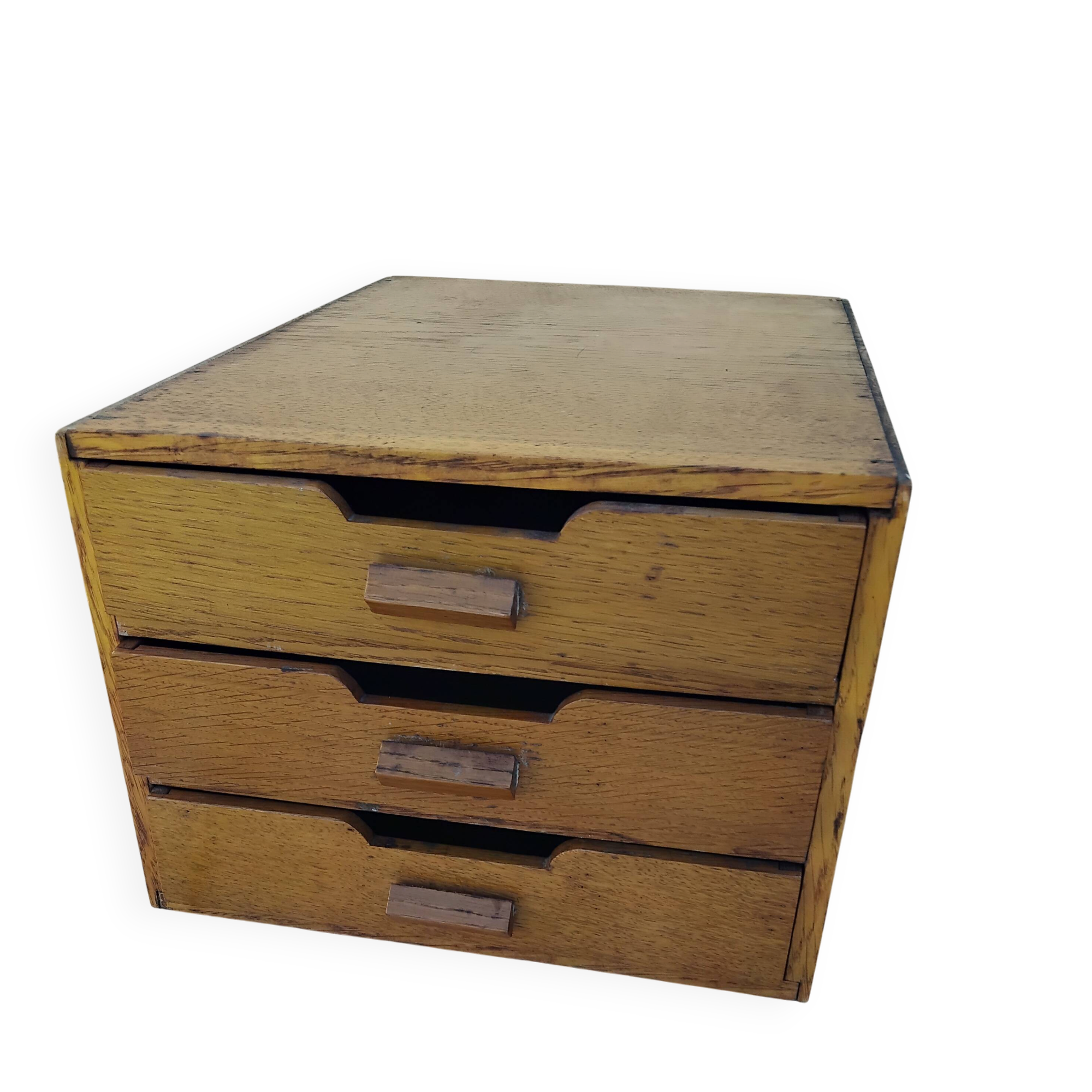 Petit meuble de métier bureau tiroirs vintage bois