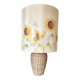 Large sunflower lamp signed silk and rattan 1970