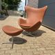 Fritz Hansen Egg Chair in Cognac leather + Ottoman!