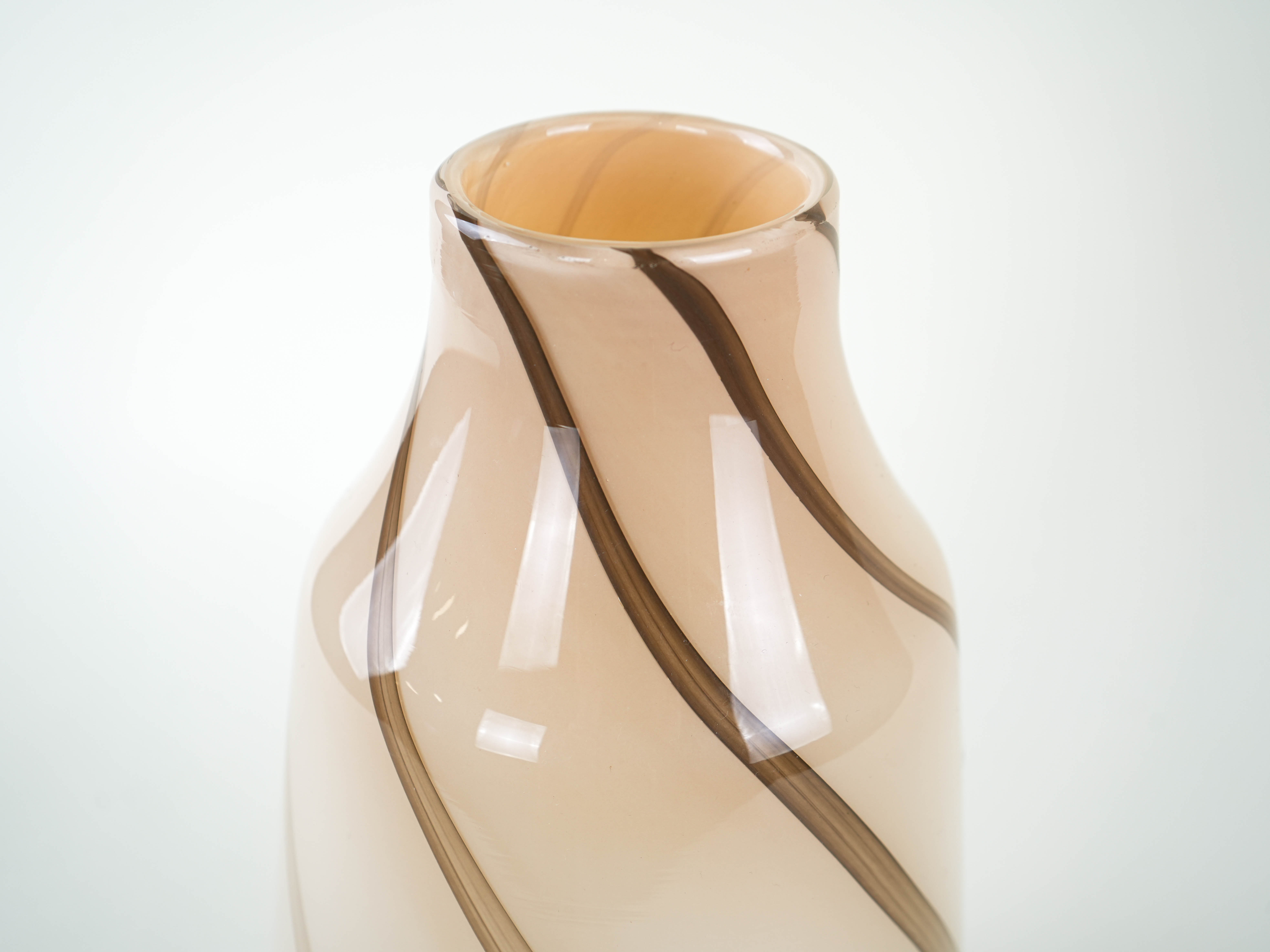 Beige glass vase, Danish design, 1970s, made in Denmark