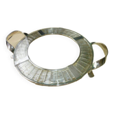 Plat de service pour gâteaux ou fromages en verre et métal argenté
