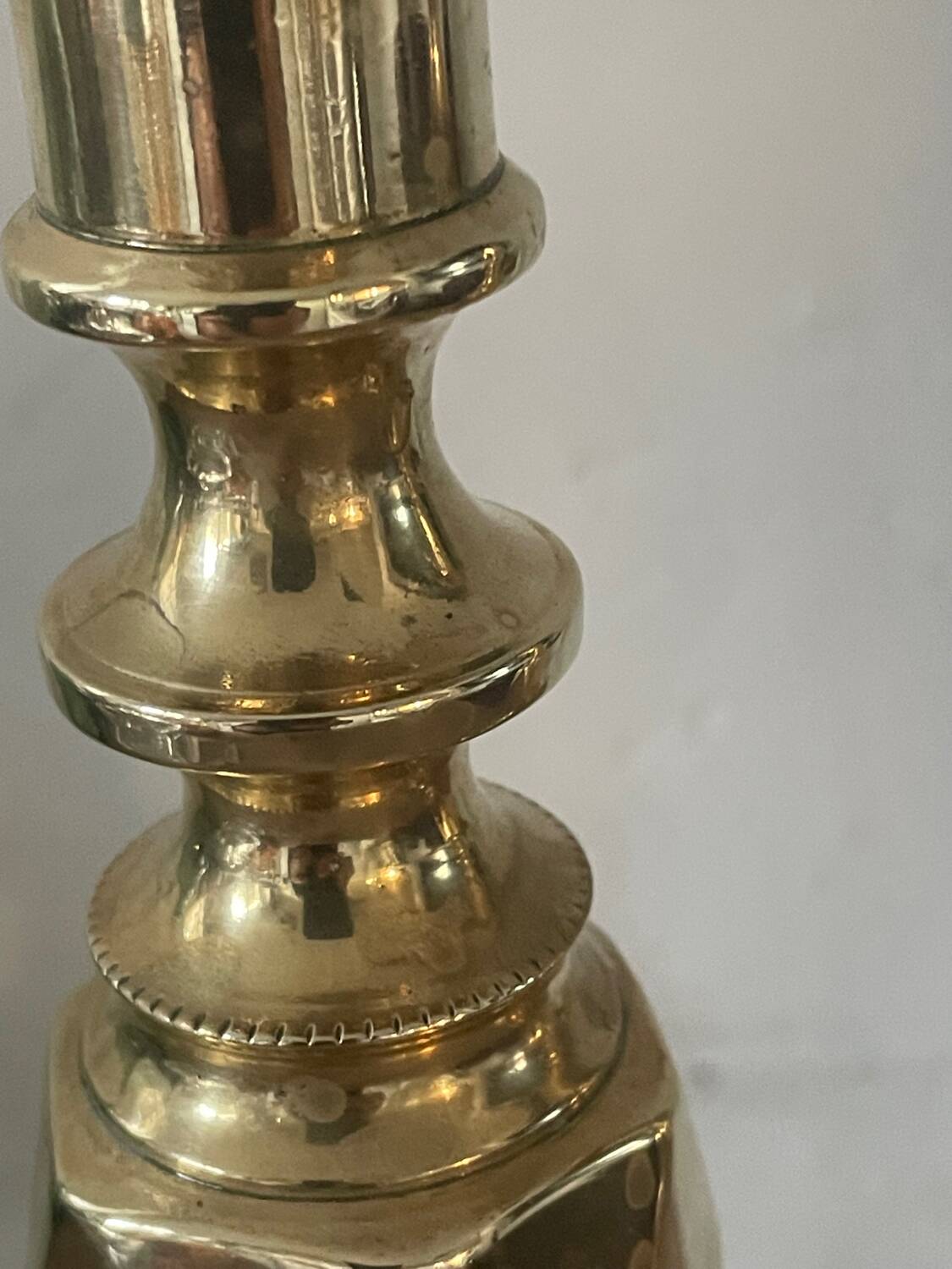 Pair of antique english princess of diamonds brass candlesticks