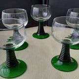 5 large white wine glasses in Alsace Roemer style