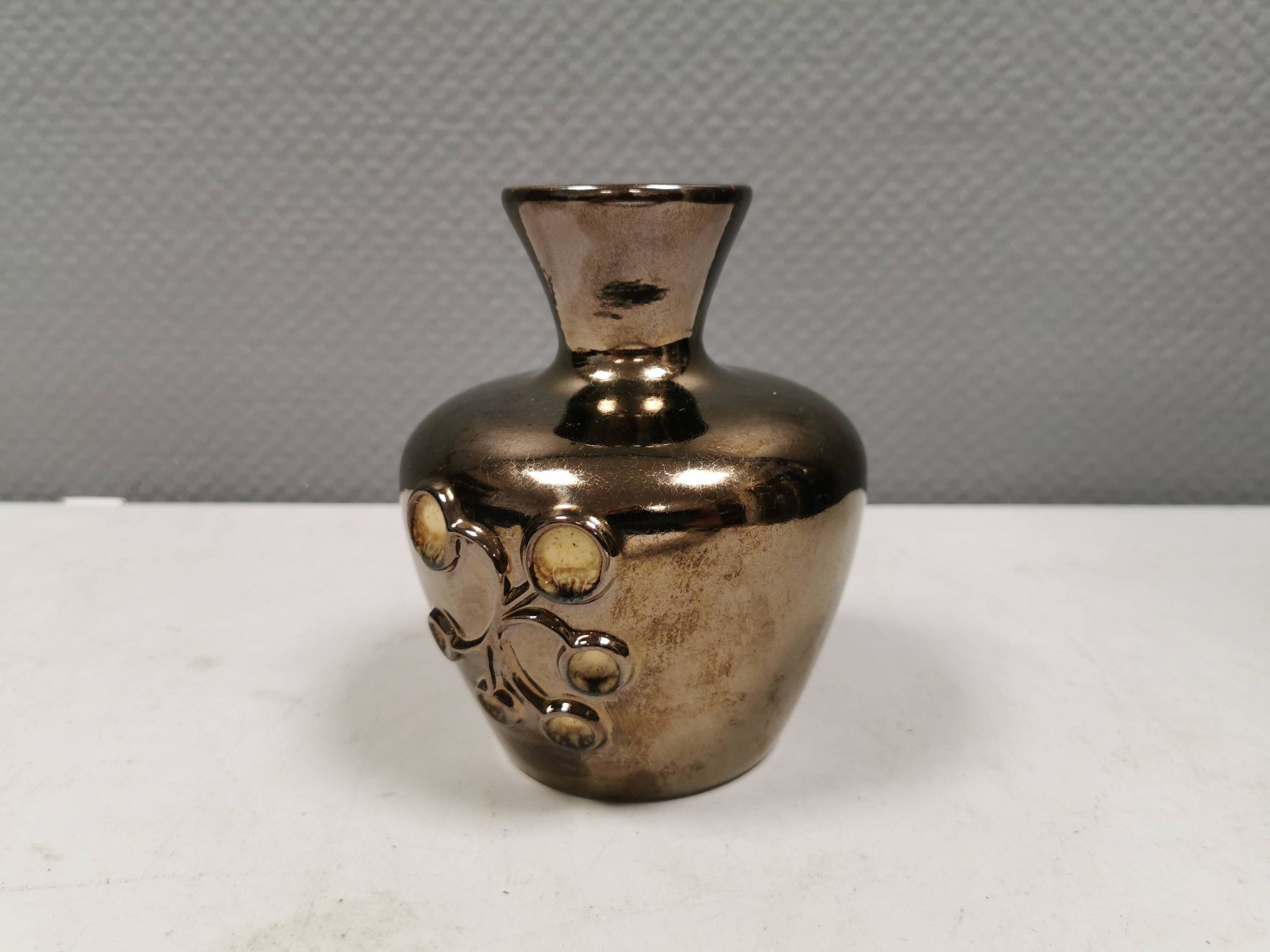Ceramic vase with metal glaze from Frank ceramics Denmark 1970-80s.