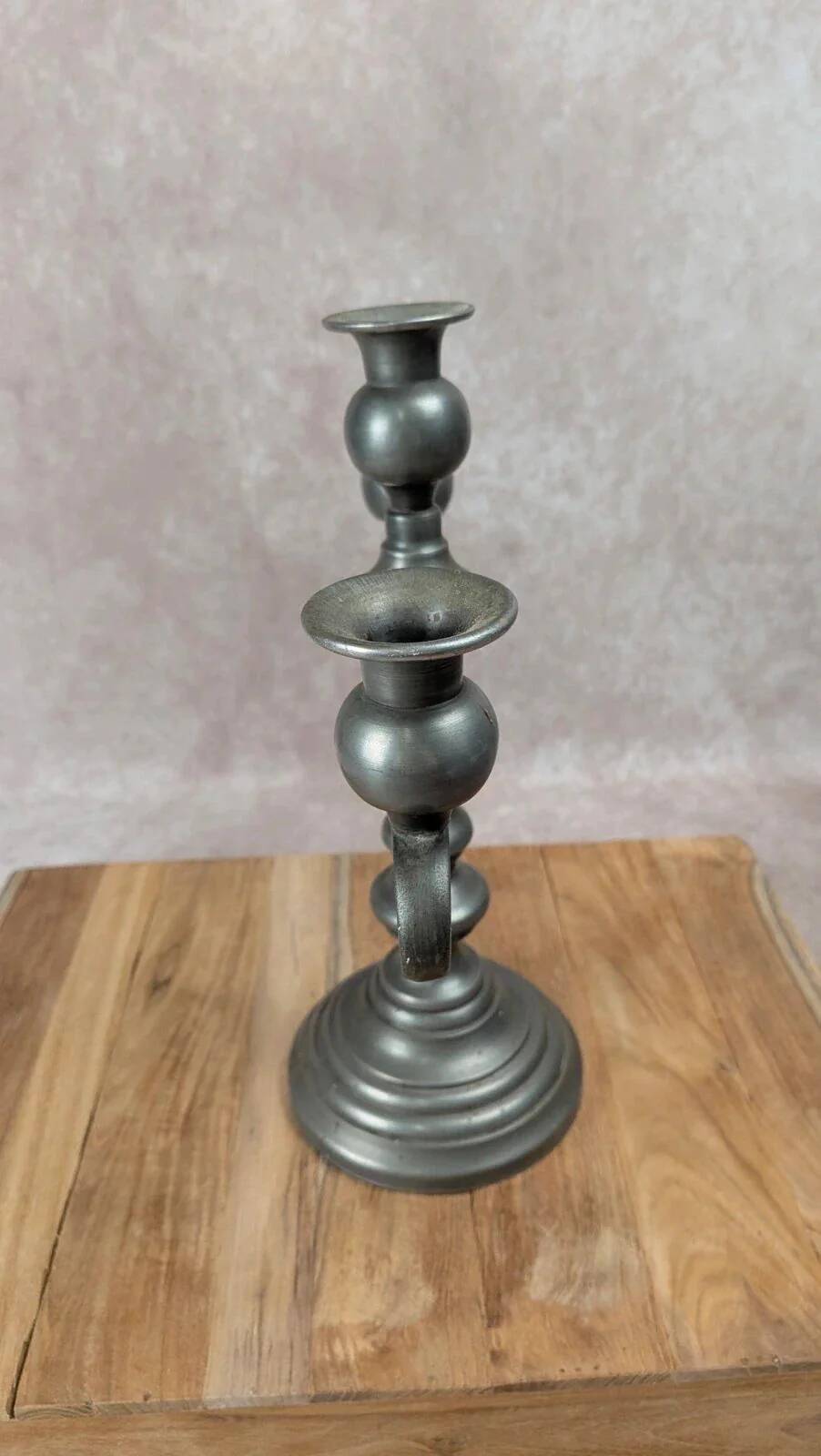 Antique chandelier in stamped tin – 3 branches