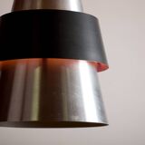Large Danish Aluminum pendant light, Corona model by Jo Hammerborg for Fog & Mørup 1960.