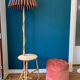 Lampadaire liseuse vintage en rotin