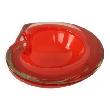Vintage Italian Red Murano Glass Ashtray, 1960s
