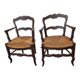 LOUIS XV style oak armchairs