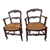 LOUIS XV style oak armchairs