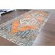 Vintage Turkish Oushak Handmade Wool Cotton Orange Runner Rug 116x250