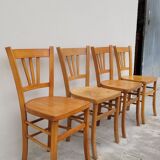 Series of 4 chairs of bistrot restaurant old 1950