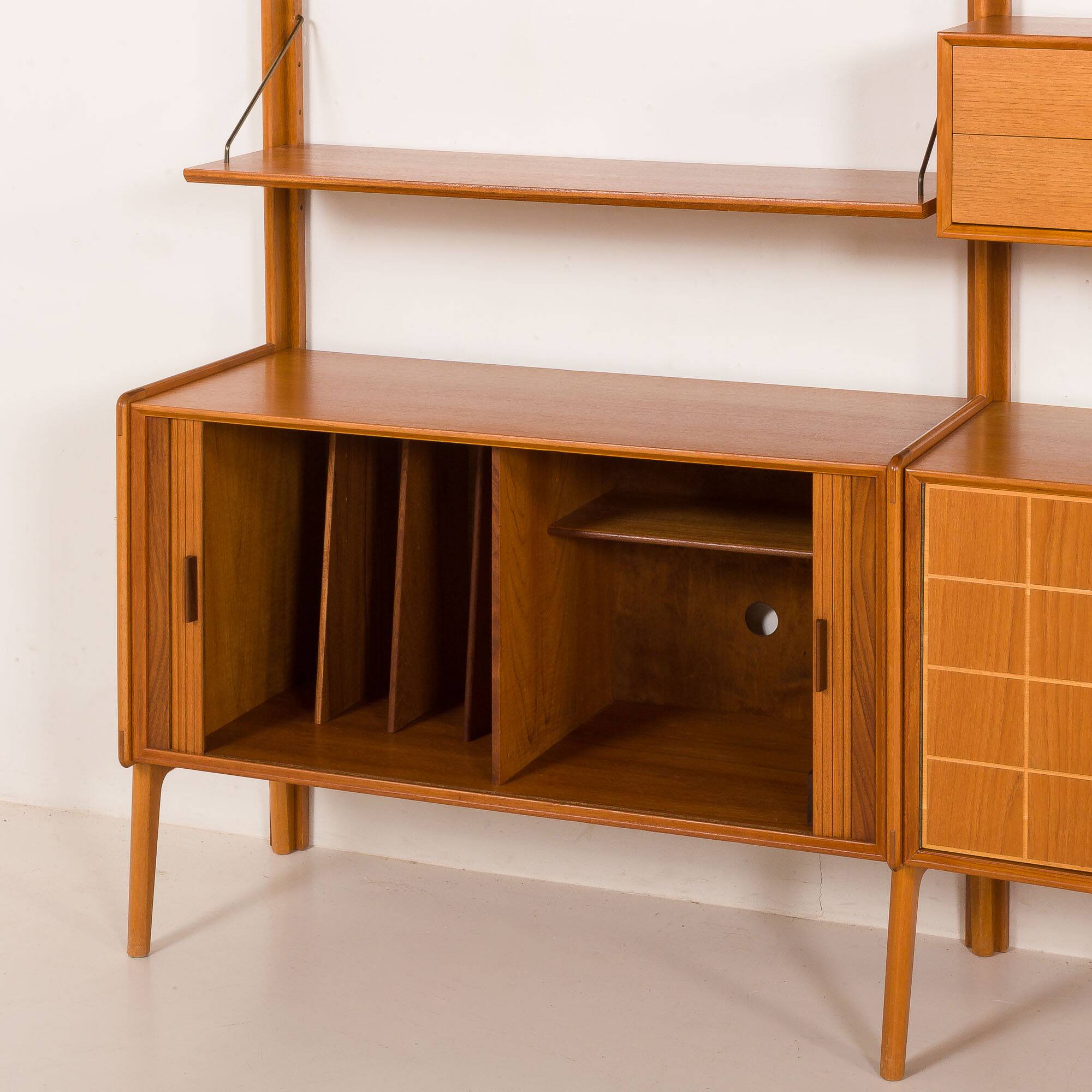 Fredrik A. Kayser teak free standing wall unit for Gustav Bahus, Norway 196