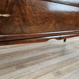 Chest of drawers with five drawers in wood and brass