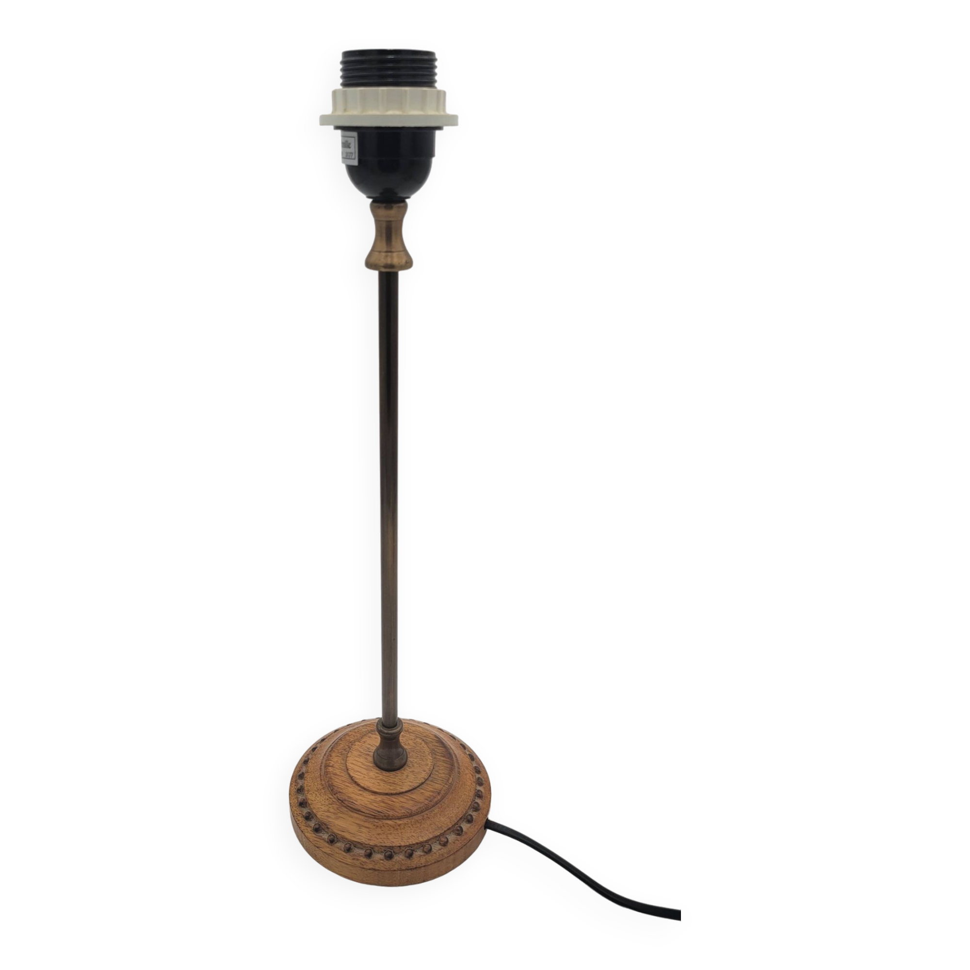 Contemporary wood and brass lamp base