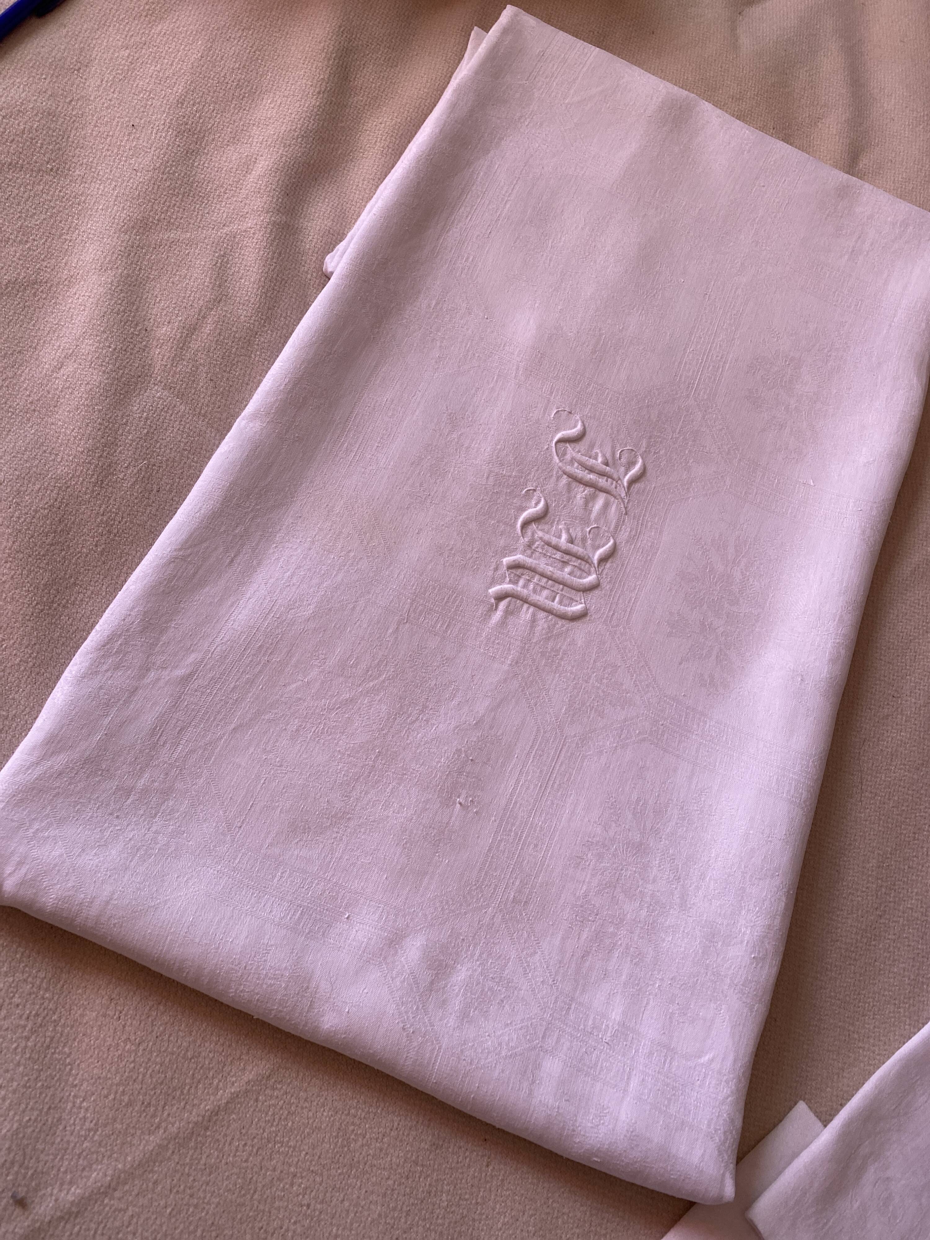 JM monoogram reception tablecloth