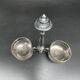 Double salt dish, silver metal, round base, socket, engraved decor, table decoration, chic, hallmark