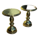 Pair of coffee tables gilded metal smoked glass top