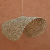Handmade wicker hanging basket with brass finish