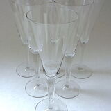Suite of six colorless crystal champagne flutes