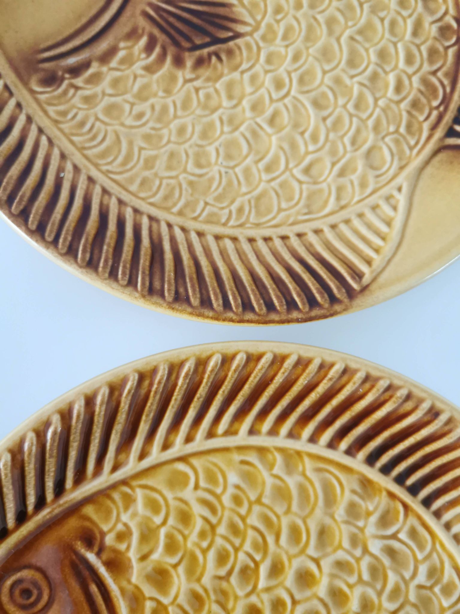 Set of 6 Vintage Fish Plates Set: 1970s KIL Yugoslavia Retro Serving Dishes