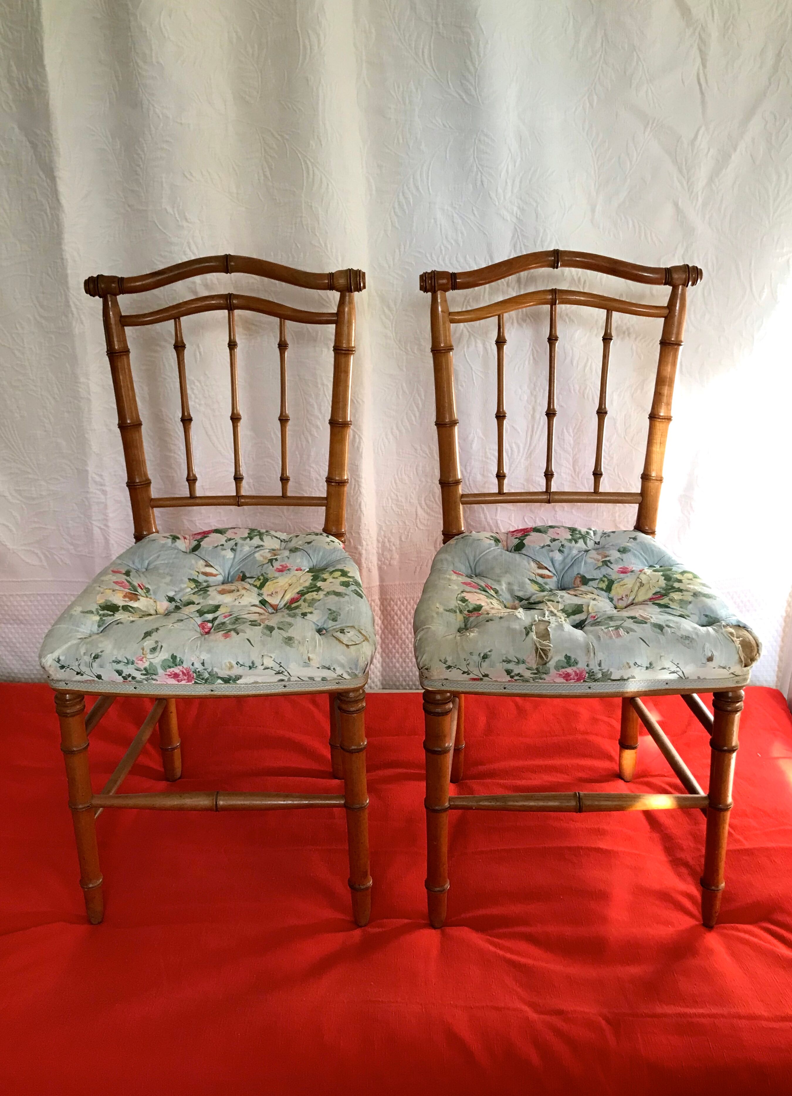 Pair of chairs bamboo collection Napoleon III