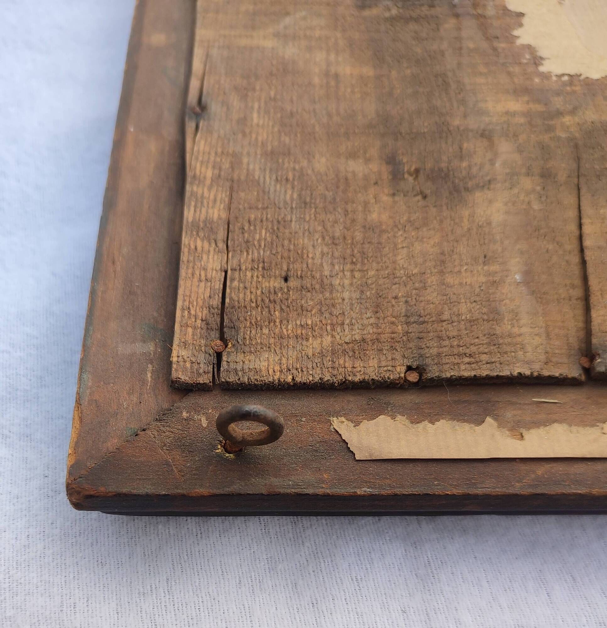 Grand miroir ancien biseauté cadre en bois sculpté
