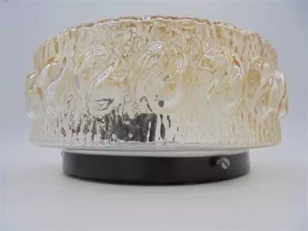 Iridescent cast glass ceiling light by Helena Tynell