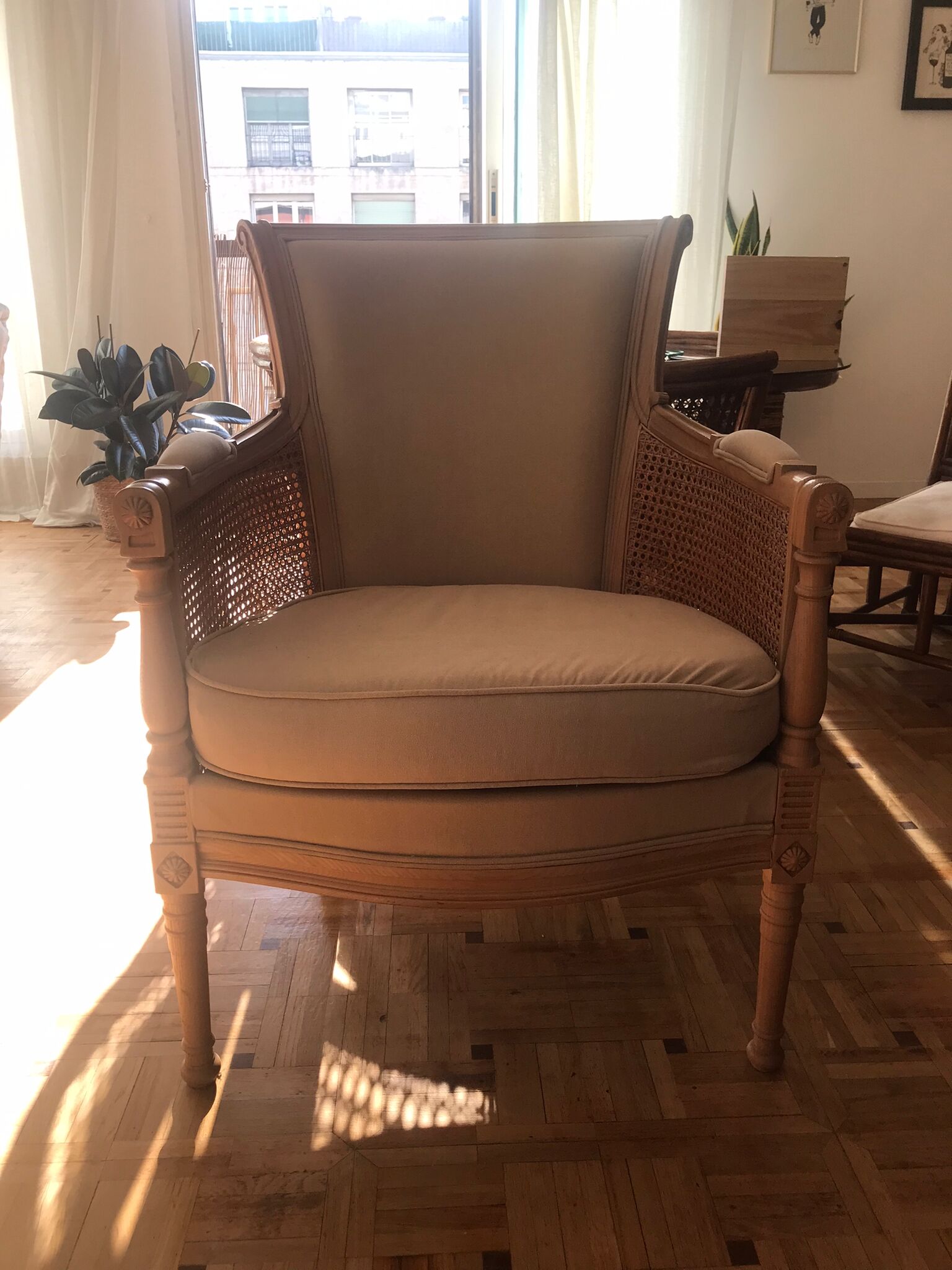 Wicker fauteil, beige